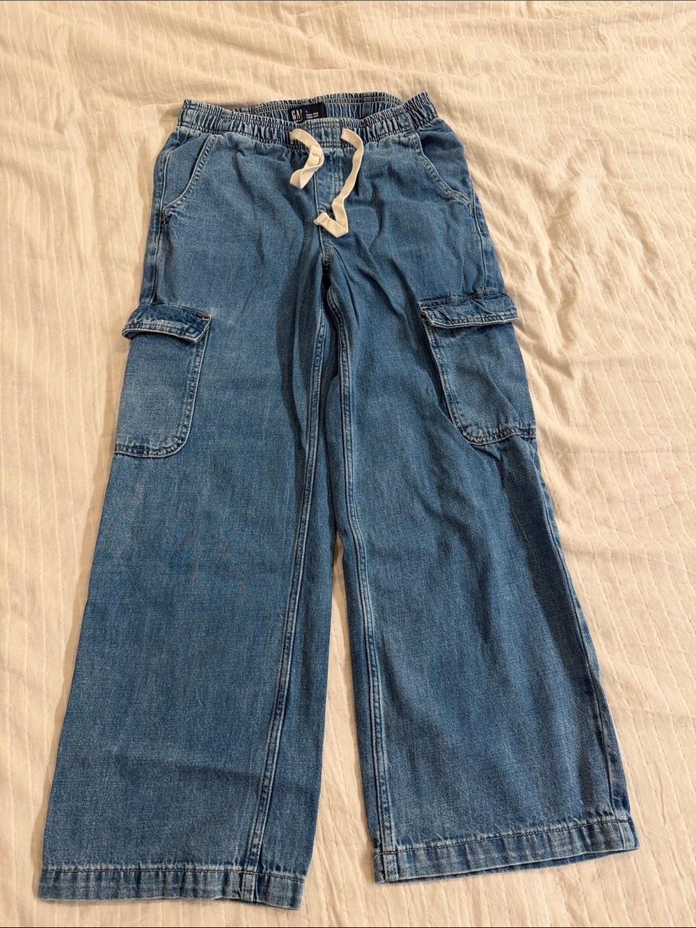GAP Blue Denim Cargo Drawstring Pants